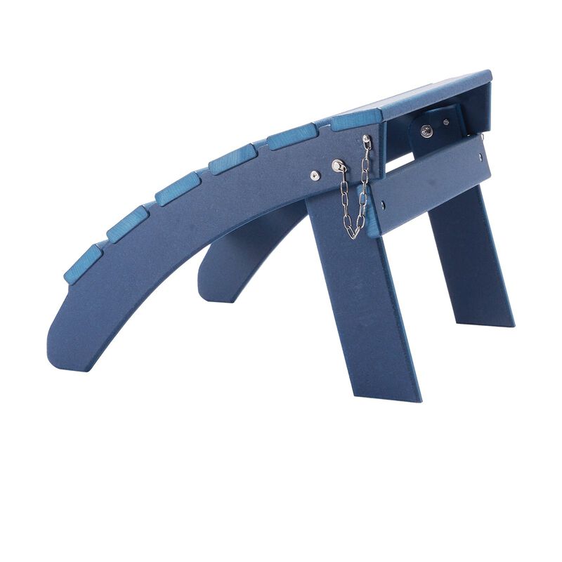 Outdoor Adirondack Ottoman, HDPE Plastic Foot Rest for Porch, Pool & Backyard - Blue image number 8