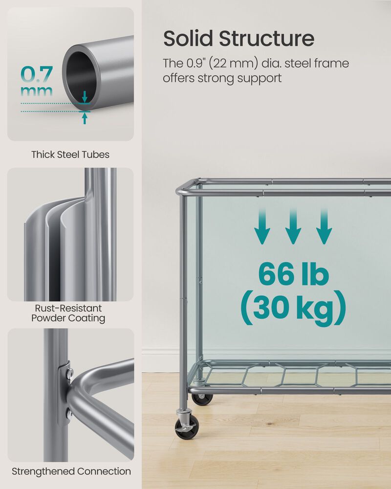 200L Laundry Sorter Cart &ndash; 3-Compartment Rolling Hamper with Removable Liners and Frame
