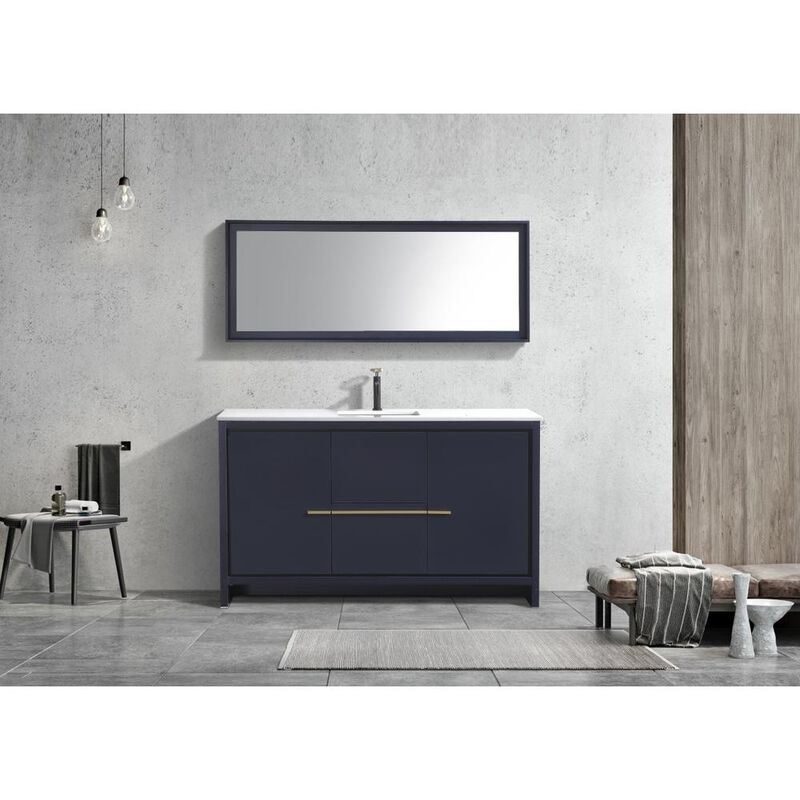 Kubebath KubeBath Dolce 60″ Blue  Modern Bathroom Vanity with White Quartz Counter-Top
