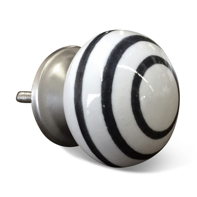 HomeRoots Set of Eight Black And White Ceramic And Metal Drawer Pull Knobs image number 2