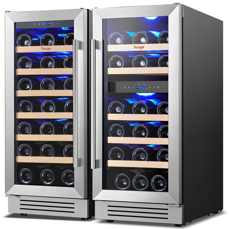 30 inch Wine Refrigerator cooler, Two 15'' Dual Zone Wine Cooler Fridge, Hold 61 Standard 750ml Wine Bottles Built-in image number 2