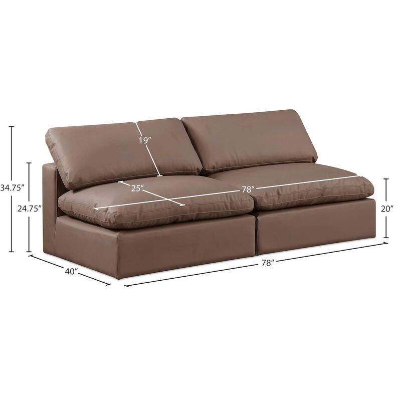 Meridian Furniture Comfy Brown Vegan Leather Modular Sofa