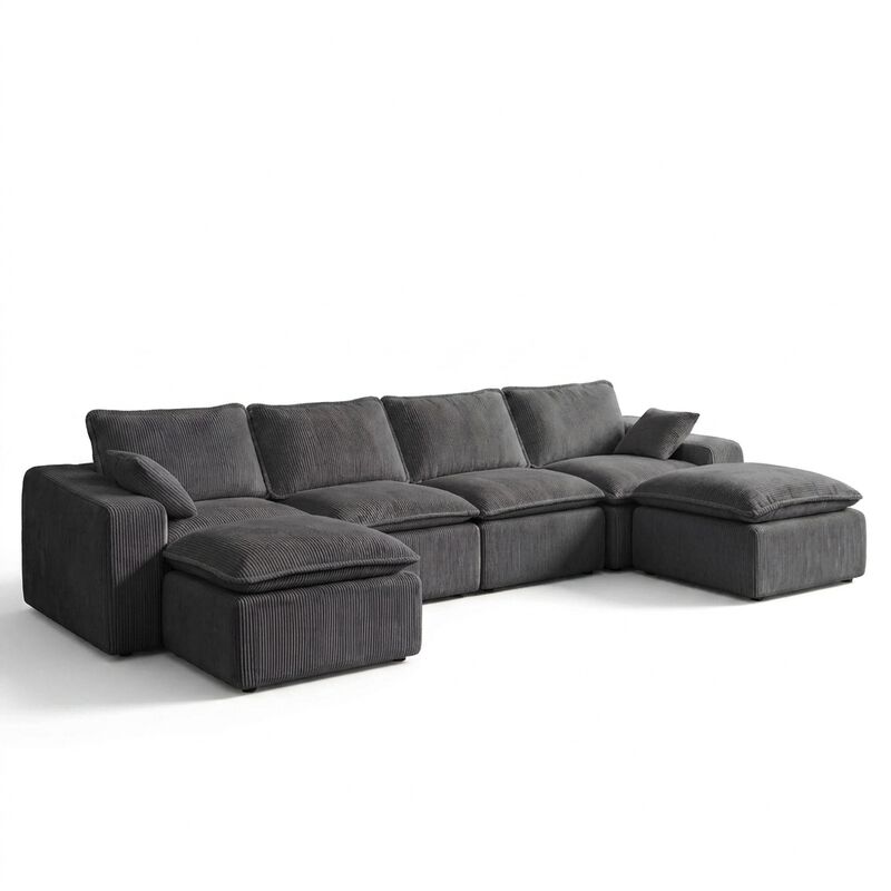 137" U-Shape Modular Sectional Sofa, Boneless Cloud Design, 6-Seater image number 0