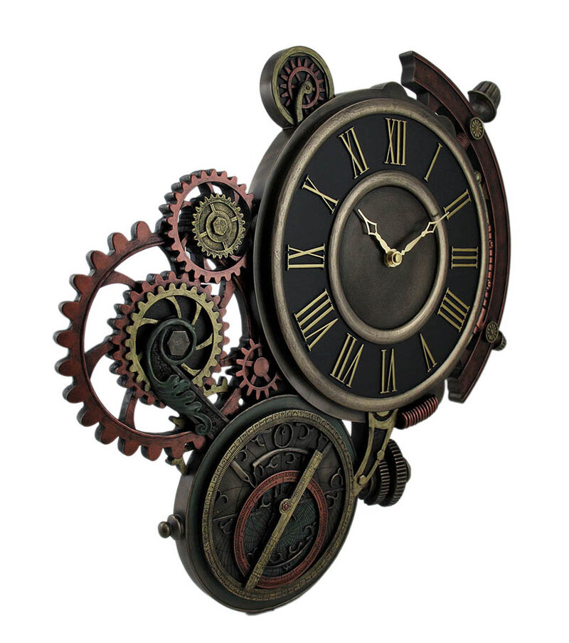 Mechanical Steampunk Astrolabe Star Tracker Wall Clock 17 Inch image number 1