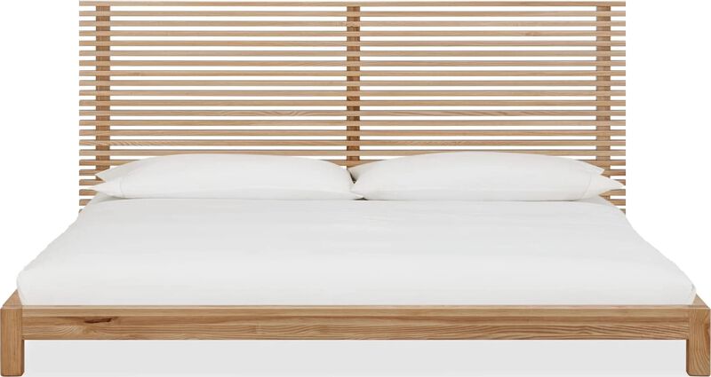 Tanner California King-size Solid Ash Platform Bed in Flaxen image number 0