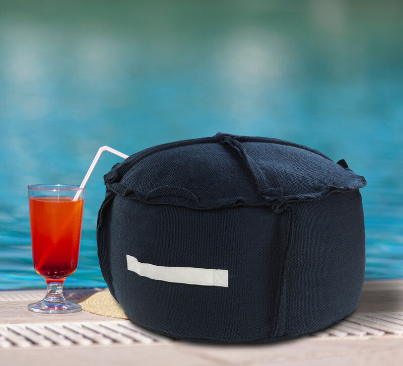 Durable Polyester Round Patchwork Pouf Ottoman for Patio or Living Room