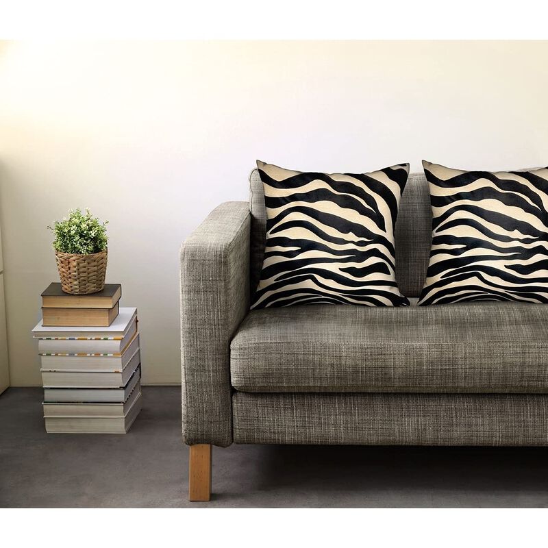 Plutus Brands Black Zebra Black Animal Motif Luxury Throw Pillow image number 2