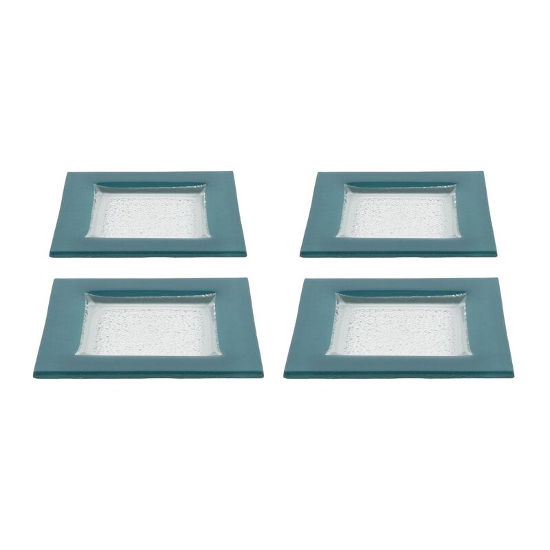 Turgla Fusion Glass 6" x 6" Square Blue Glass Plate (Set of 4) image number 0