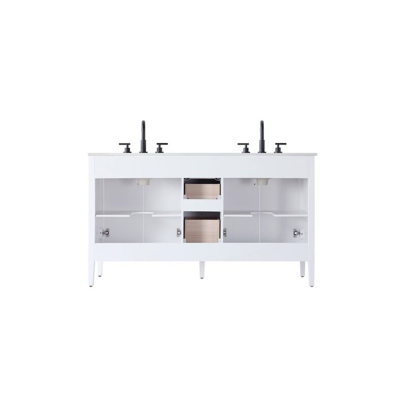 Elegant Kitchen and Bath 60 inch Double Bathroom Vanity in White