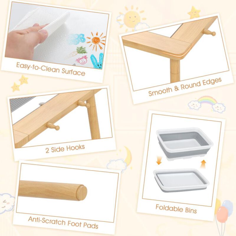 Hivvago Sensory Table and Chair Set for Kids 2-8 with Foldable Bins