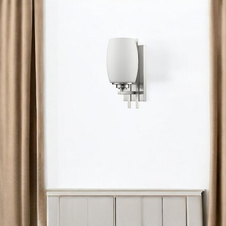 Hivvago Geometric Silver Wall Sconce with Frosted Glass Shade