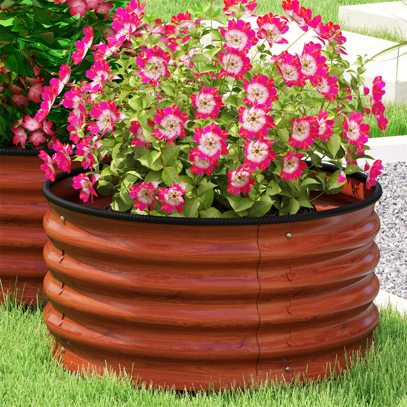 Set of 2 Heavy-Duty Galvanized Planter Tubs for Flowers & Herbs image number 7