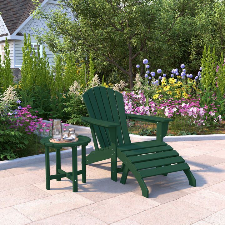 WestinTrends Outdoor Adirondack Chair With Ottoman And Side Table 3-Piece Set