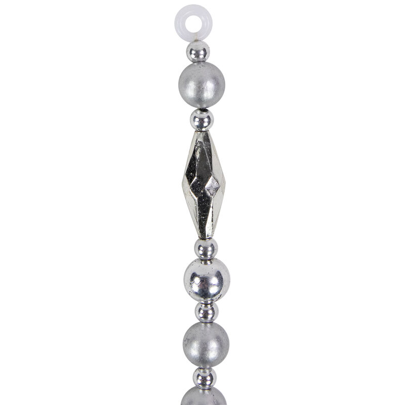 9' Silver Shiny and Matte Beaded Christmas Garland image number 5