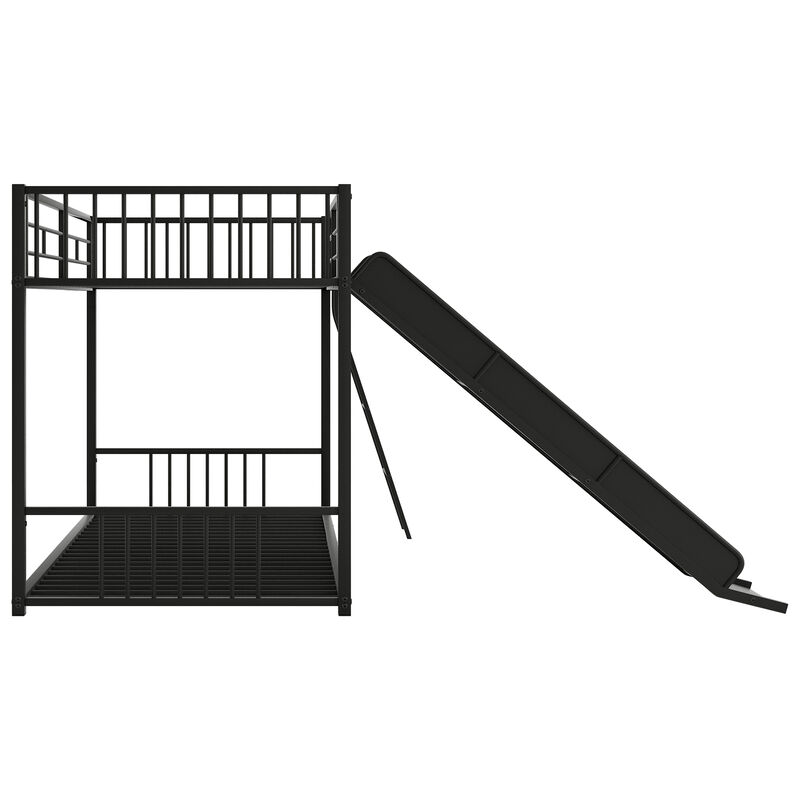 Whisen Metal Bunk Bed with Slide, Twin over Twin