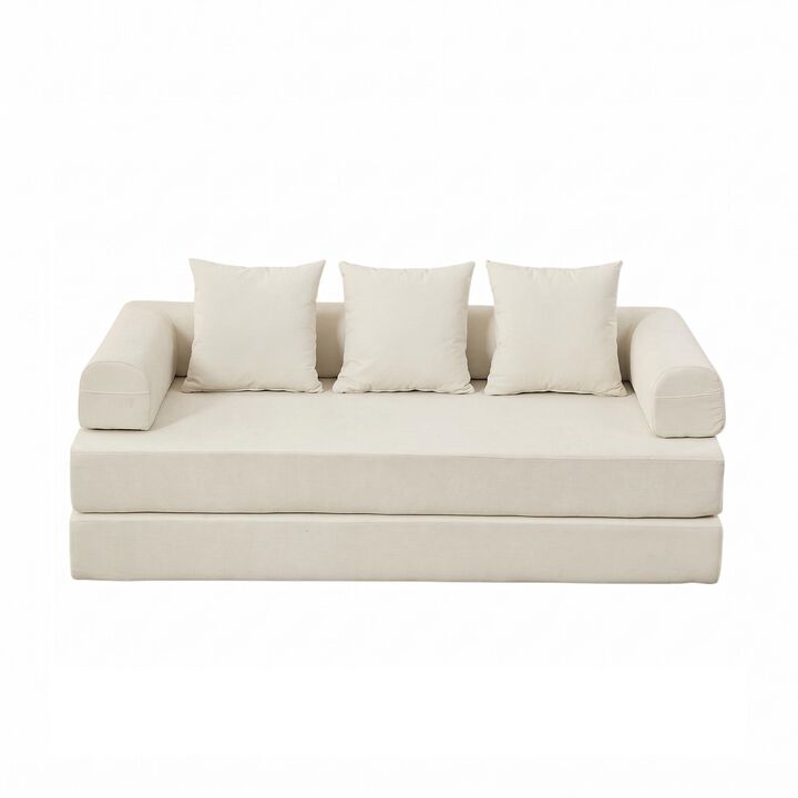 Convertible Folding Mattress Couch, Chenille Floor Sofa with Armrest, Floor Sofa Lounge Couch