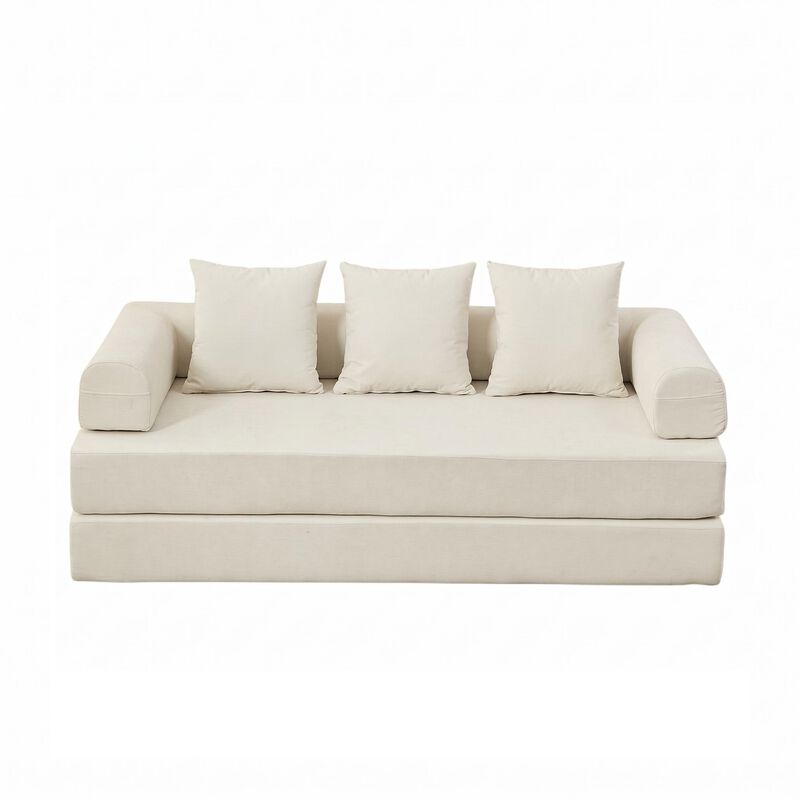 Convertible Folding Mattress Couch, Chenille Floor Sofa with Armrest, Floor Sofa Lounge Couch image number 0