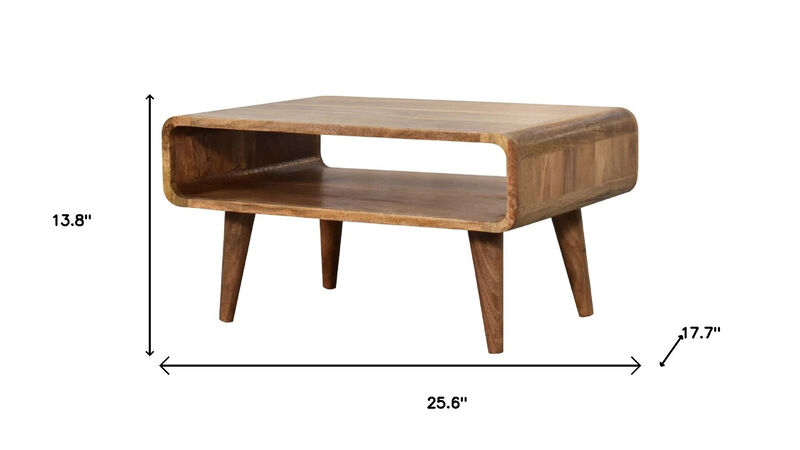 HomeRoots 26" Brown Solid Wood Open Shelving TV Stand image number 6