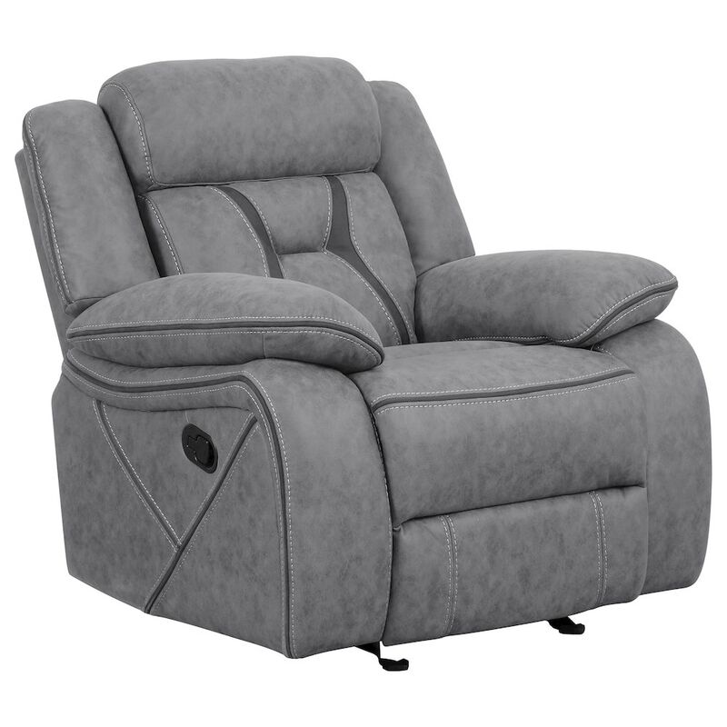 Coaster Co. of America Higgins Upholstered Glider Recliner Chair Grey image number 1
