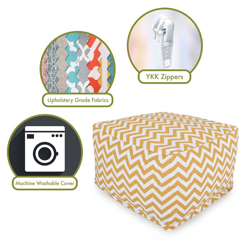 Majestic Home Goods Ottoman Pouf Chevron Yellow