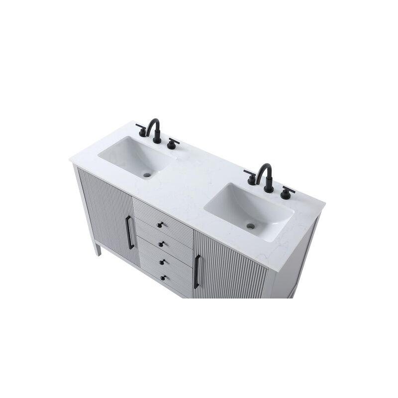 Elegant Kitchen and Bath 54 inch Double Bathroom Vanity in Grey