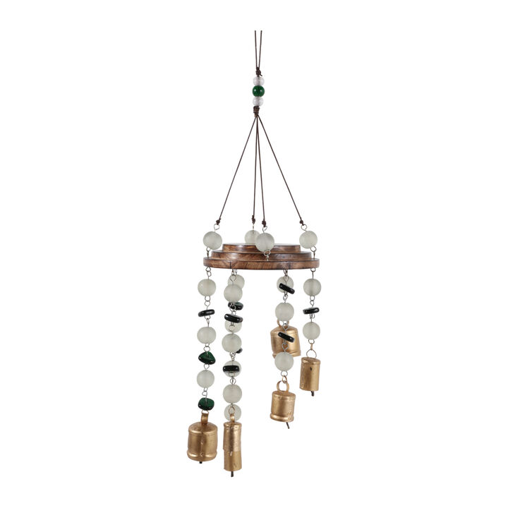 32x8" Wood & Glass Beads Chime, Teal Multi