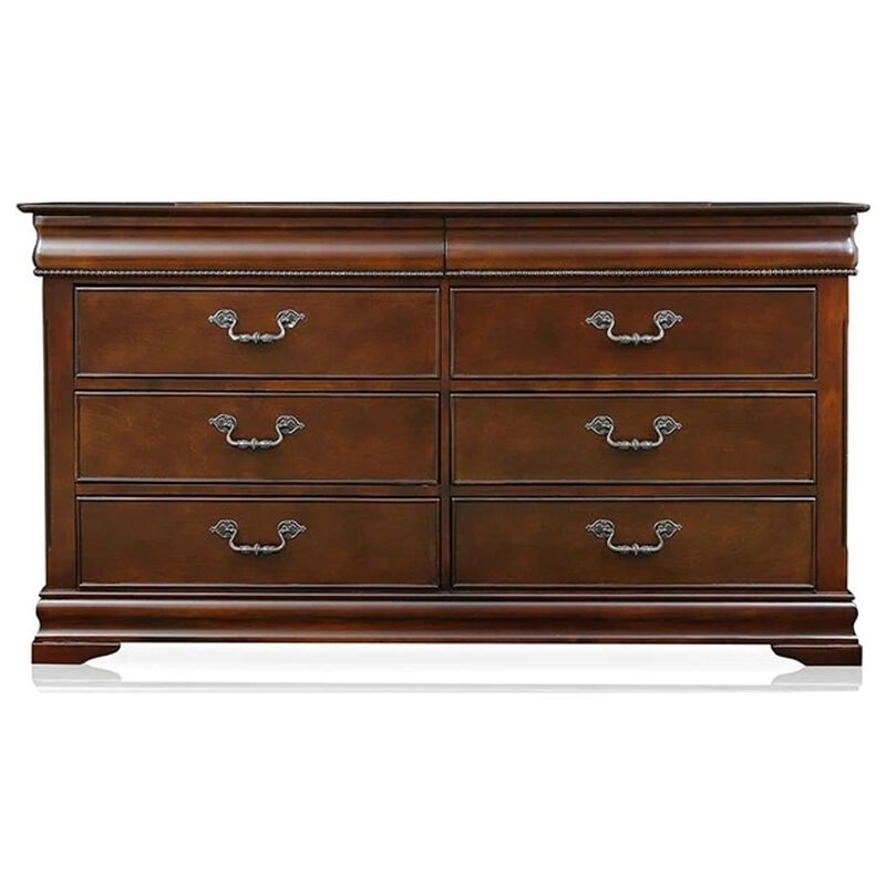 Luxurious English Style Wooden Dresser, Cherry Brown - Benzara image number 4