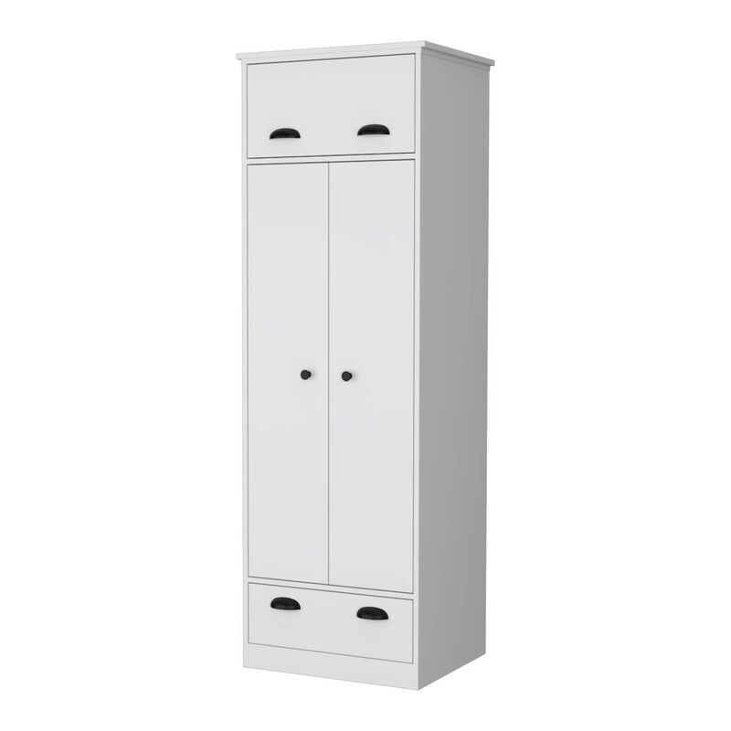 Lakewood Double Door and 1-Drawer Armoire White