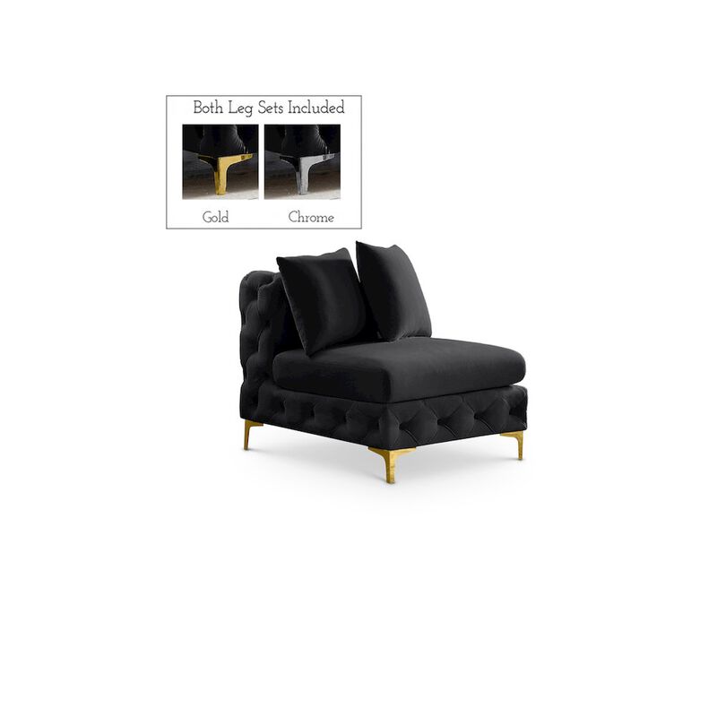 Meridian Furniture Tremblay Black Velvet Armless Chair