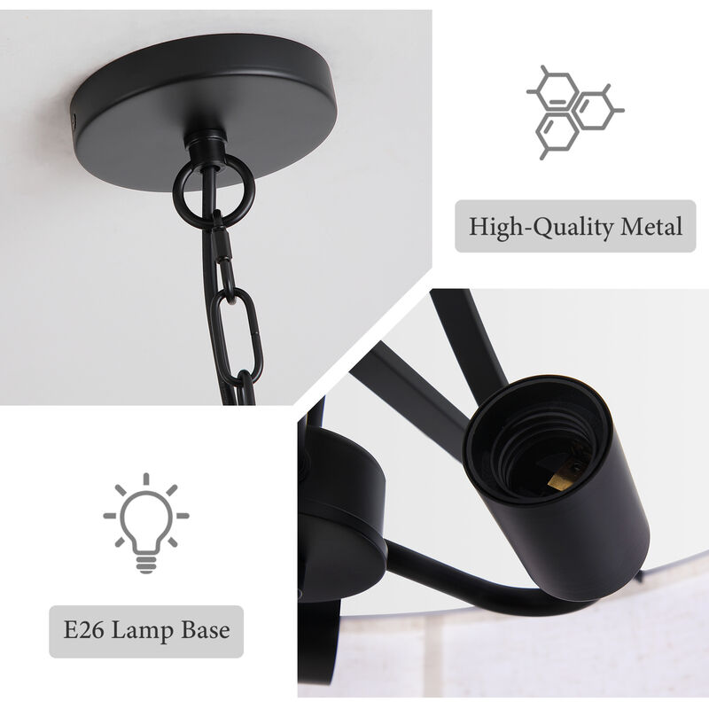 ELEMENT ACE Adjustable Height Drum Pendant Ceiling Light Fixture, Transitional Chandelier for Dining Room Over Table, Kitchen Island, Living Room Entryway image number 9
