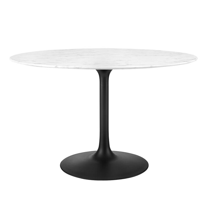 Modway - Lippa 48" Round Artificial Marble Dining Table Black White