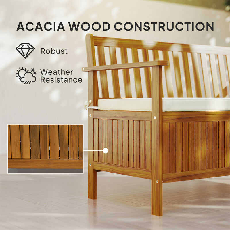 Hivvago 2-Seater Outdoor Garden Bench with Storage Acacia Wood image number 5