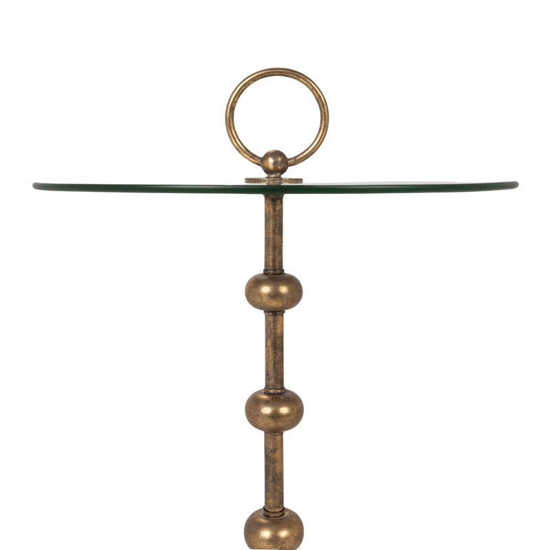 Rowena Interiors Metal and Glass Accent Table, Antique Brass Finish image number 3