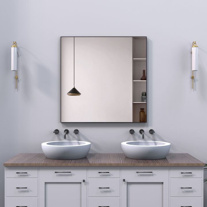 ELEMENT ACE Large Rectangle Wall Mirror with Aluminum Frame - Modern Bathroom Living Room Bedroom Decorative Mirror