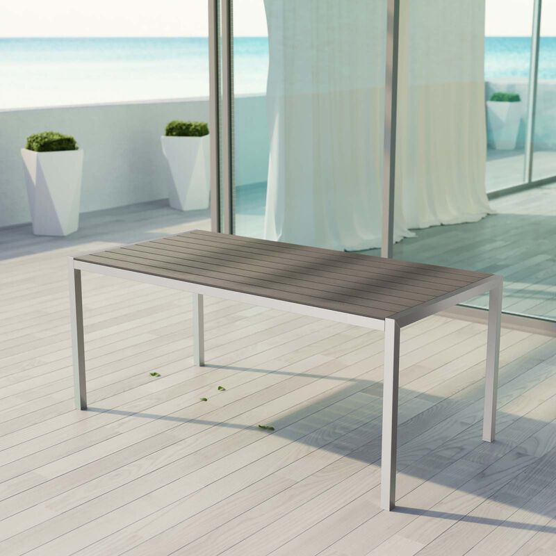 Modway - Shore Outdoor Patio Aluminum Dining Table Silver Gray image number 4
