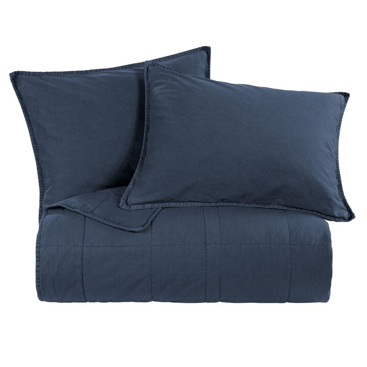Stonewashed Denim Cotton Canvas Twin Coverlet Set