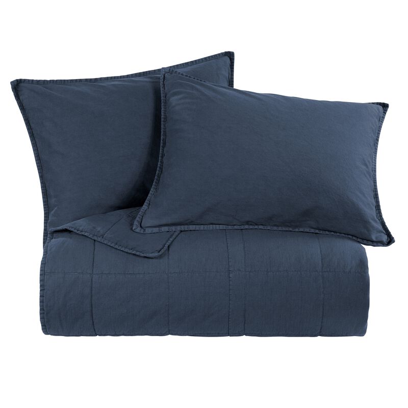 Stonewashed Denim Cotton Canvas Twin Coverlet Set image number 0