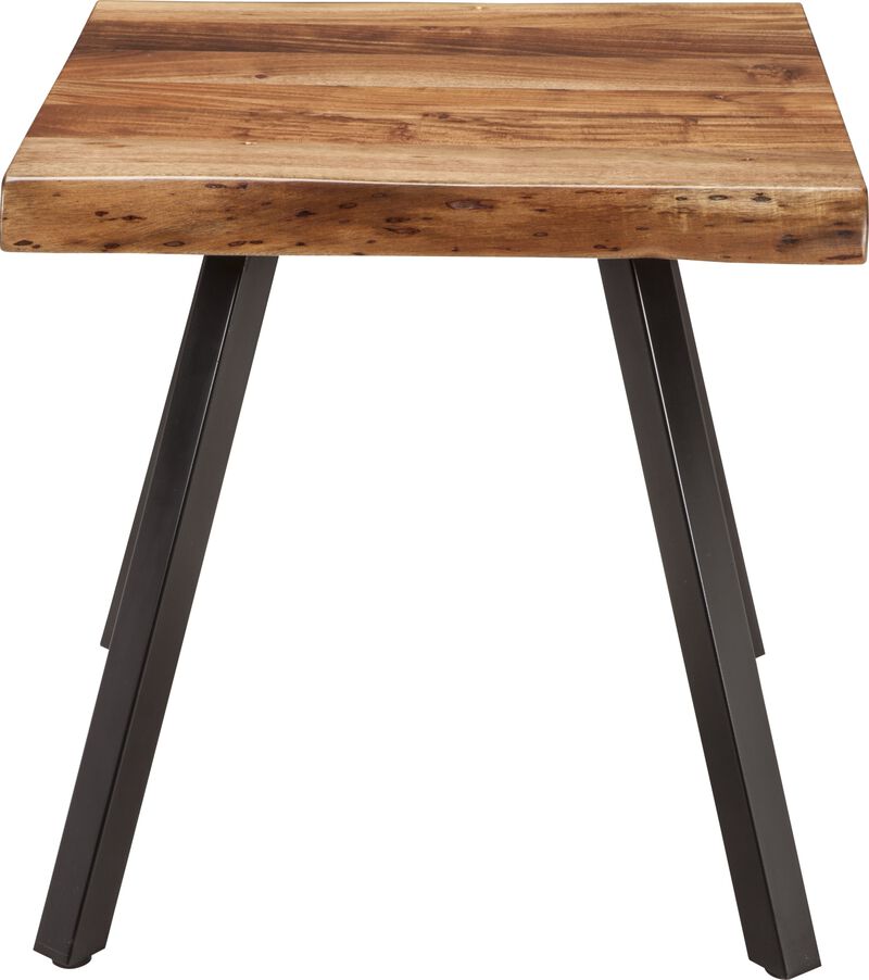 Reese Live Edge Solid Wood Metal Leg End Table in Natural Acacia