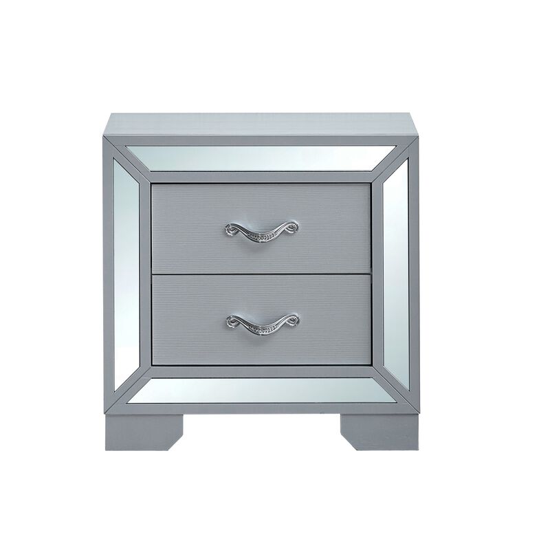 Murry Silver 2-Drawer 24 in. W Nightstand image number 0