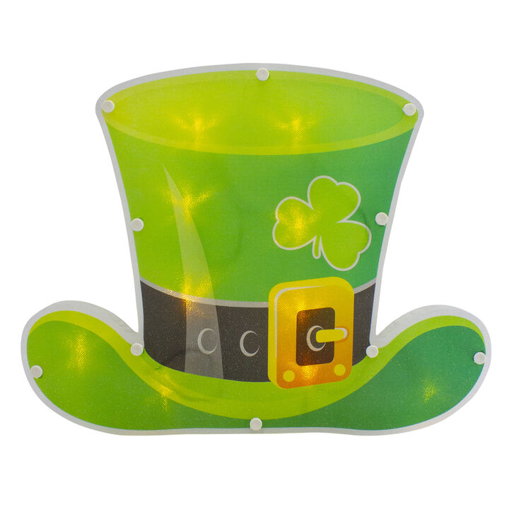 12.5" LED Lighted Irish St. Patrick's Day Leprechaun Hat Window Silhouette with Timer