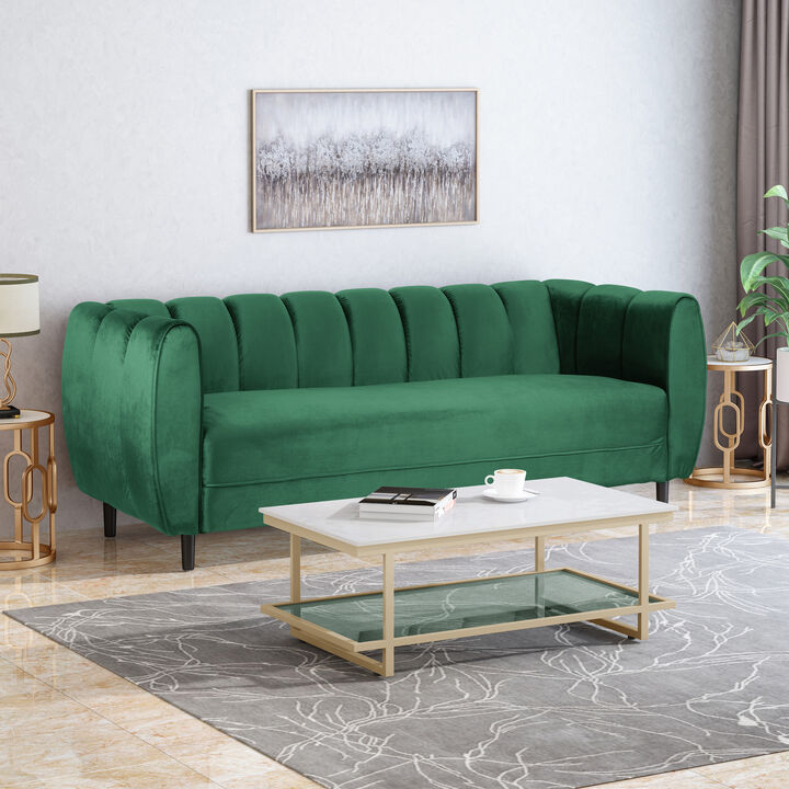 Christopher Knight Home Kodiak Modern Wood and Velvet 3 Seater Sofa
