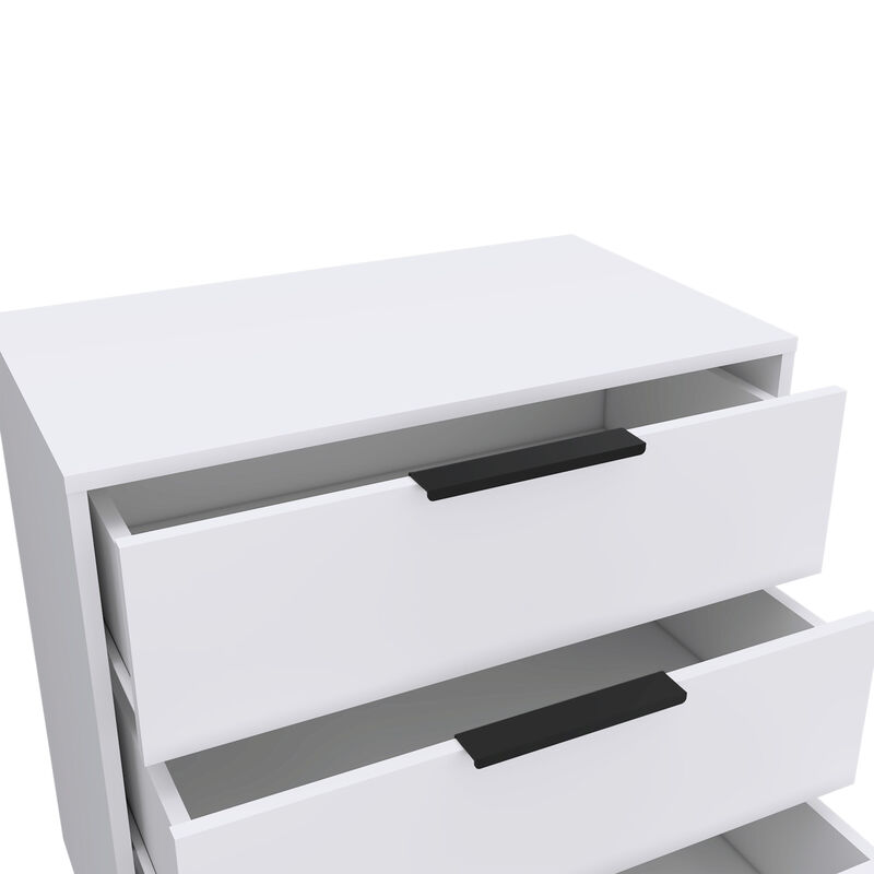 DEPOT E-SHOP Egeo 3 Drawers Dresser, Superior Top, White