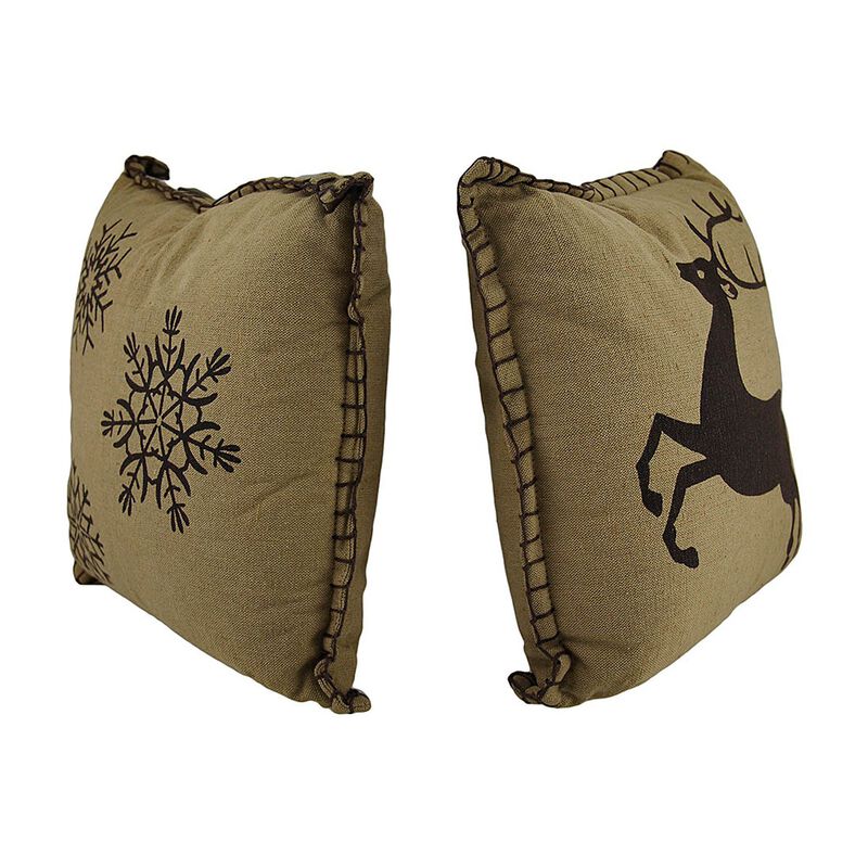 Prancer And Snowflakes Decorative Throw Pillow Set image number 1