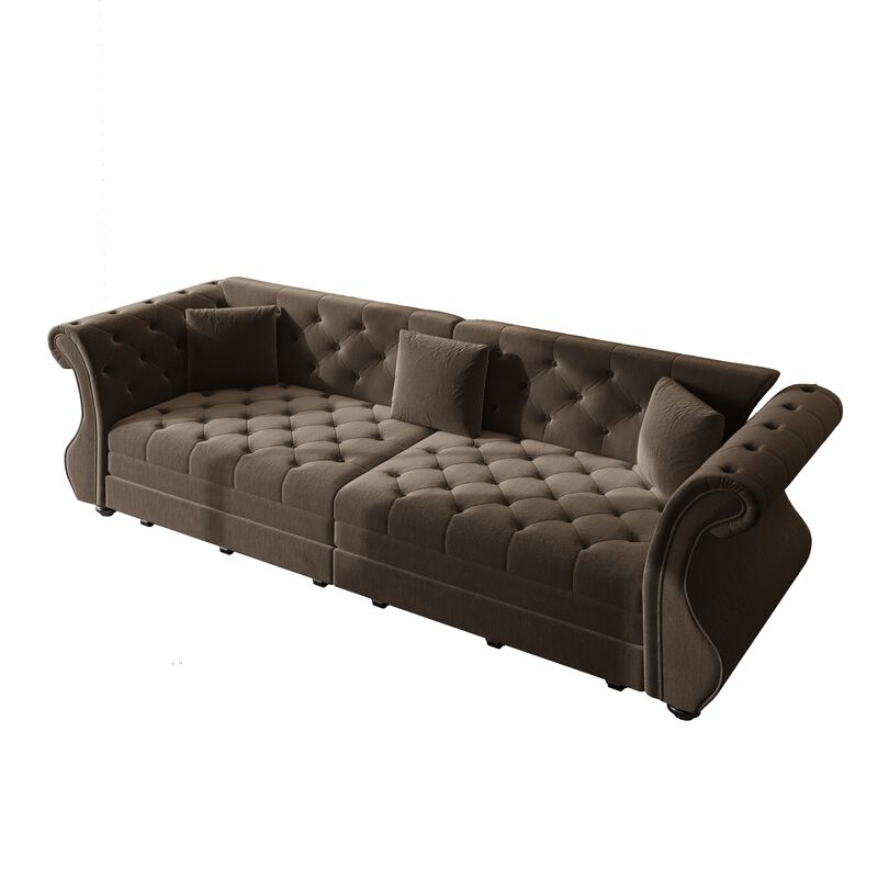 TATEUS Chesterfield Velvet Sofa Bed image number 5