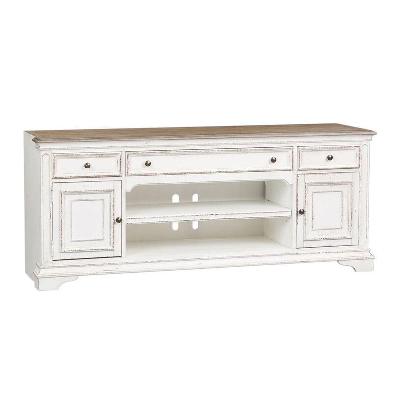 Liberty Furniture Magnolia Manor Entertainment TV Stand in Antique White image number 0