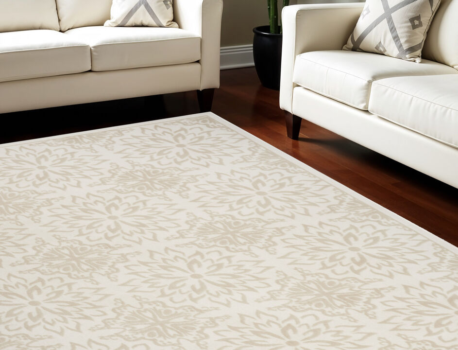 HomeRoots Floral Non Skid Area Rug