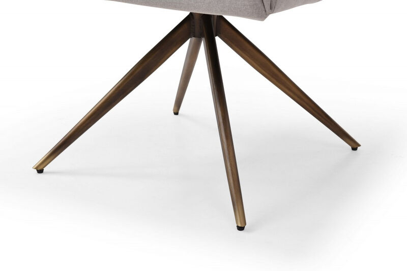 HomeRoots Light Gray And Brass Upholstered Fabric Dining Arm Chair image number 4