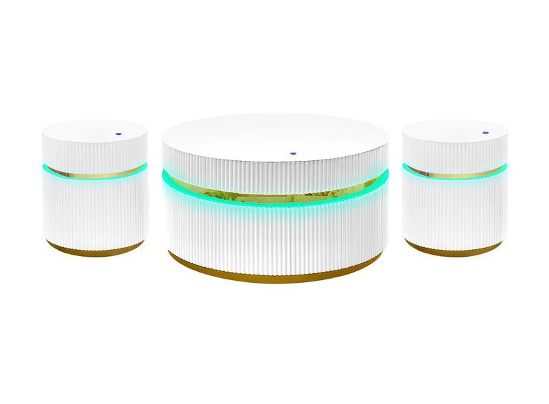 Tavita 3-Piece Round Coffee Table Set with Glass Top and LED Lights