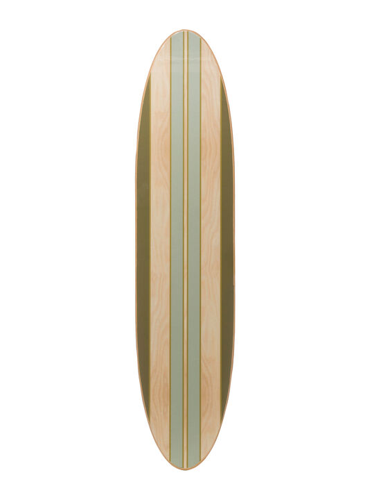Lacquered Wood Surfboard Wall D&eacute;cor with Stripes (Hangs Vertical or Horizontal)