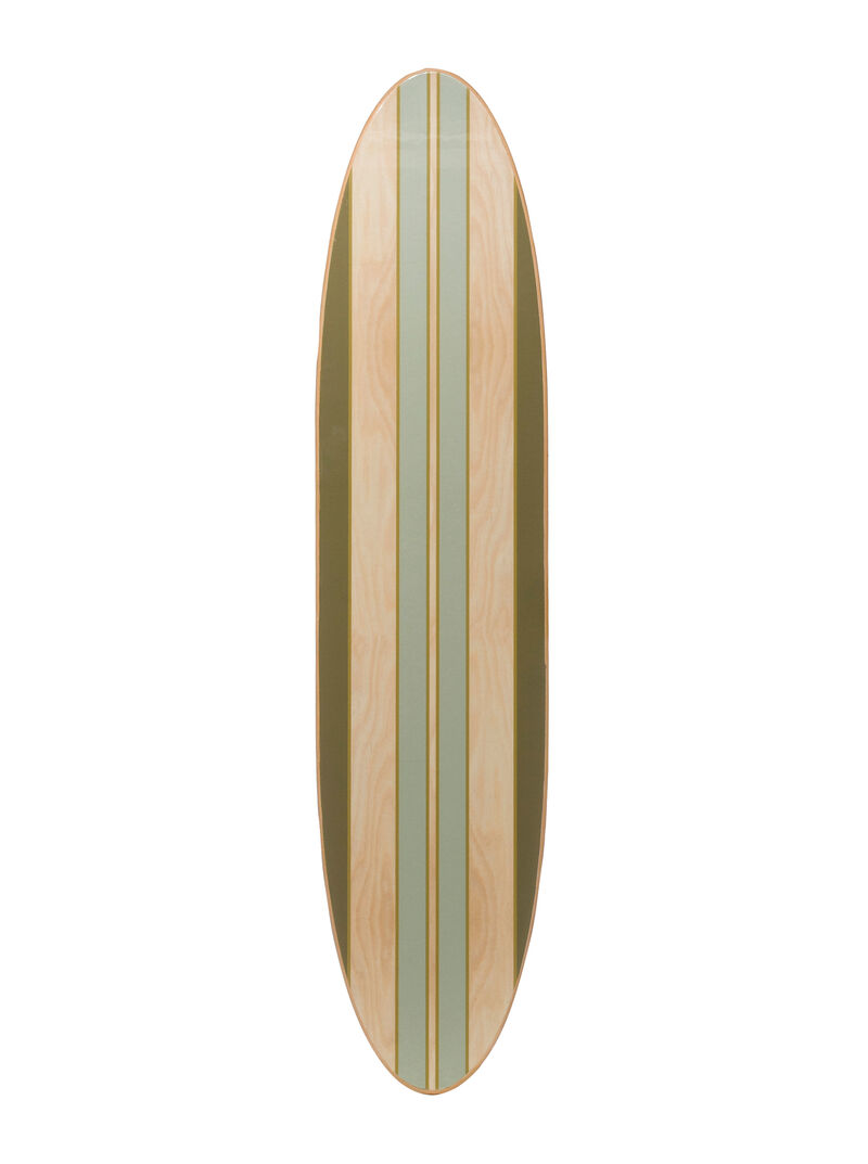 Lacquered Wood Surfboard Wall D&eacute;cor with Stripes (Hangs Vertical or Horizontal) image number 0